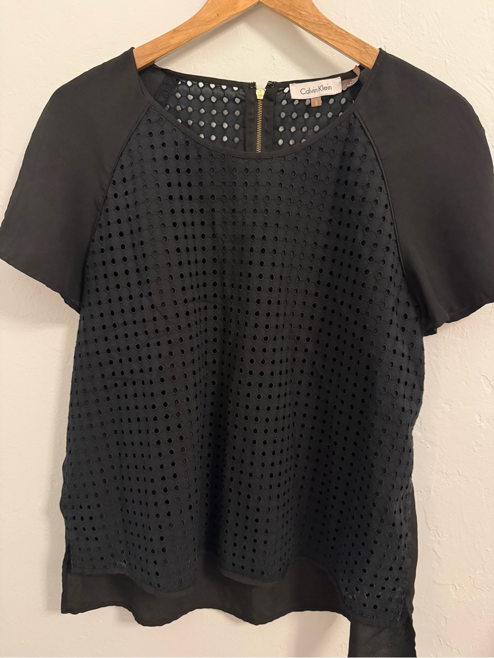Calvin Klein Black Eyelet Blouse